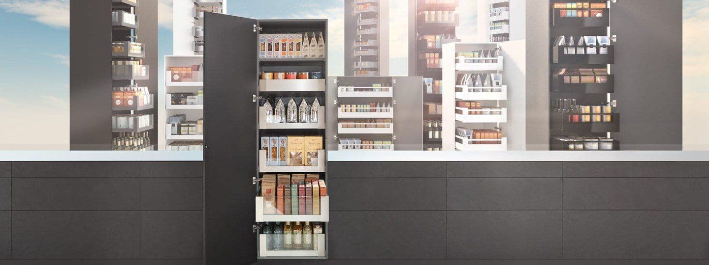 Blum SPACE TOWER larder unit with full-extension drawers