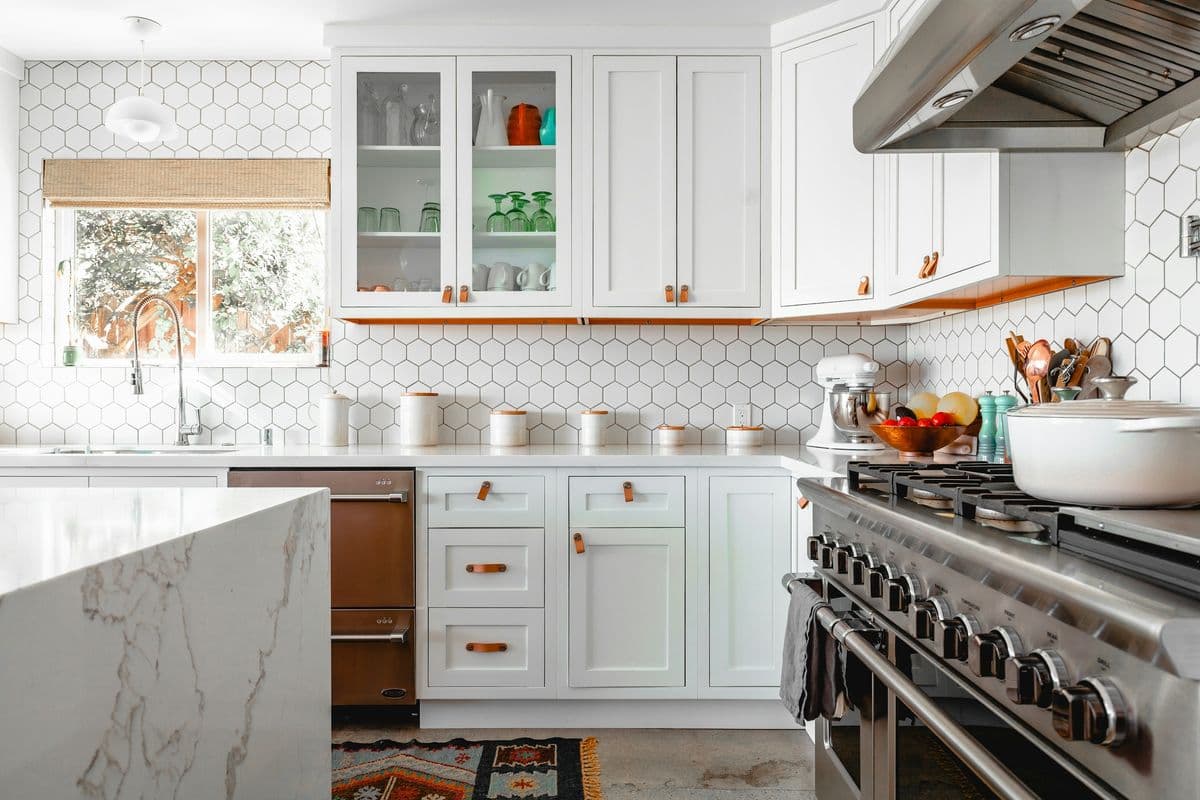Professional range cooker anchoring a classic kitchen