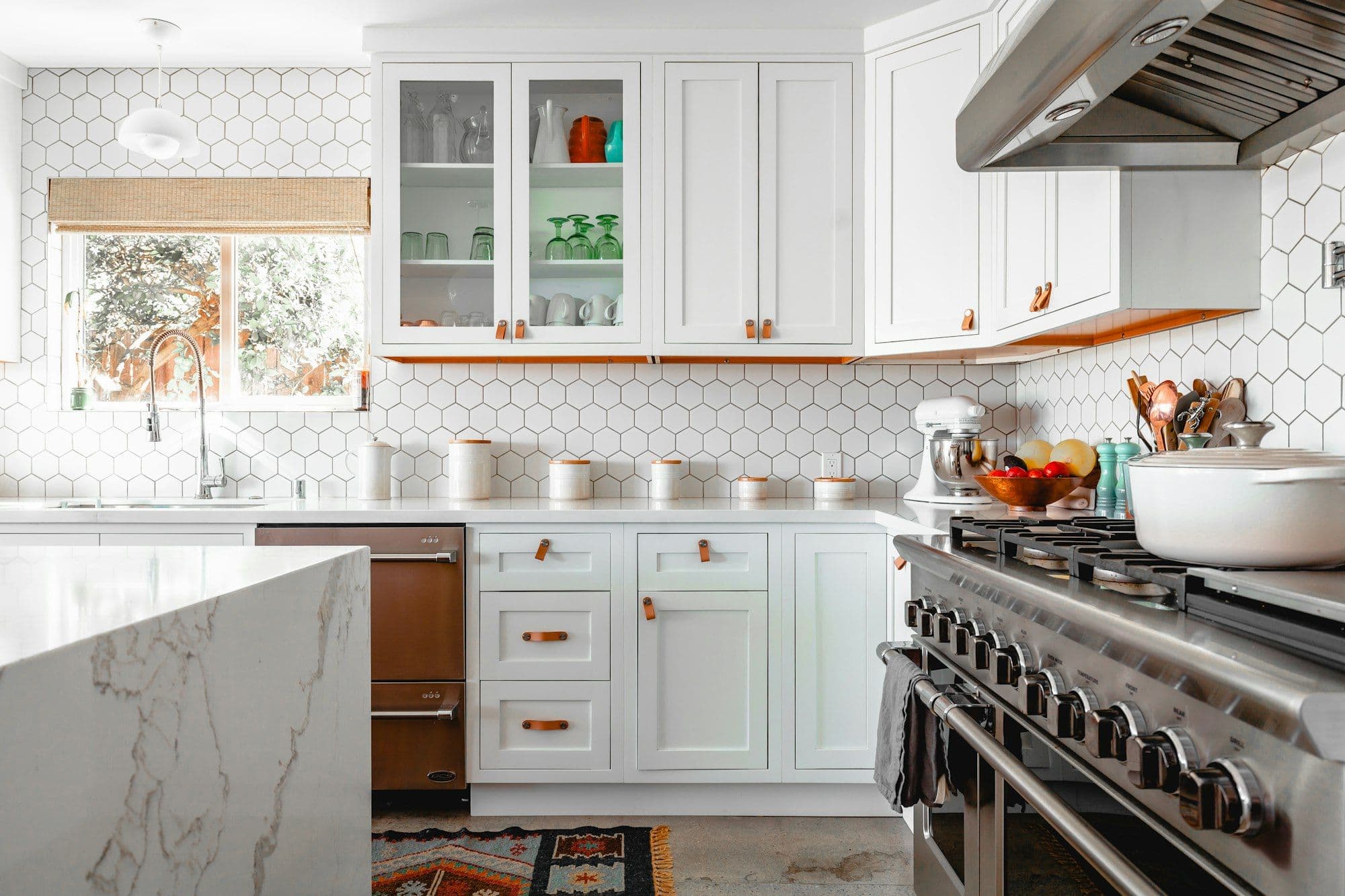 Professional range cooker anchoring a classic kitchen