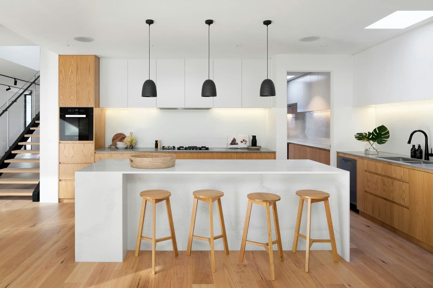 Timber and white architect-designed island kitchen