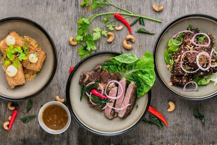Plated dinner on a set table