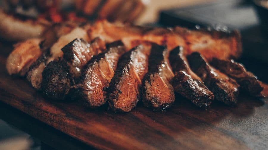 Seared beef resting off the grill