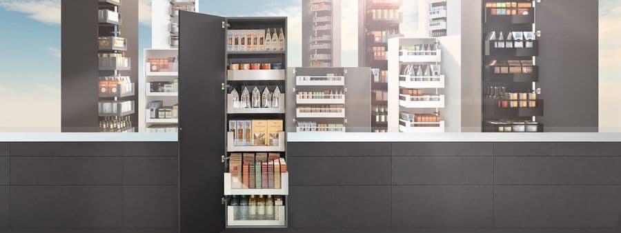 Blum SPACE TOWER larder unit with full-extension drawers
