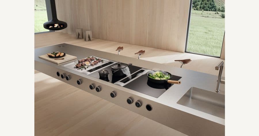 BORA signature kitchen with downdraft extraction island