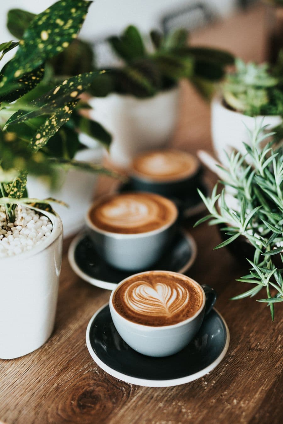 Latte art in a porcelain cup
