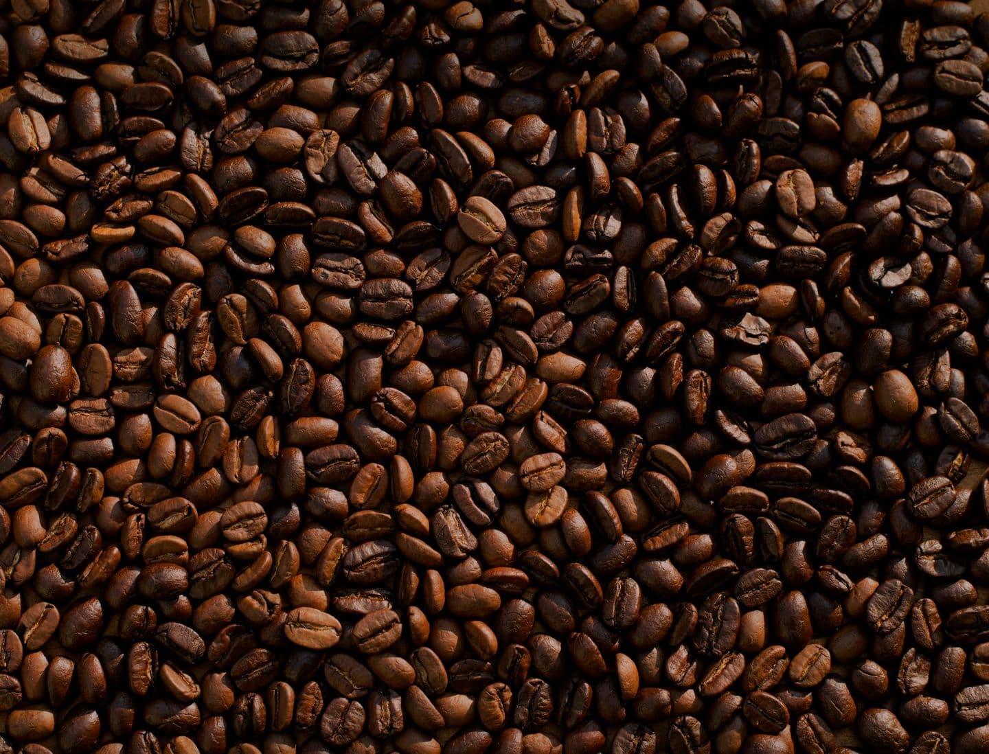 Coffee beans and cup on timber