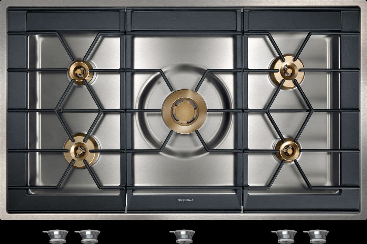 Gaggenau Vario 400 series gas cooktop with solid brass burners