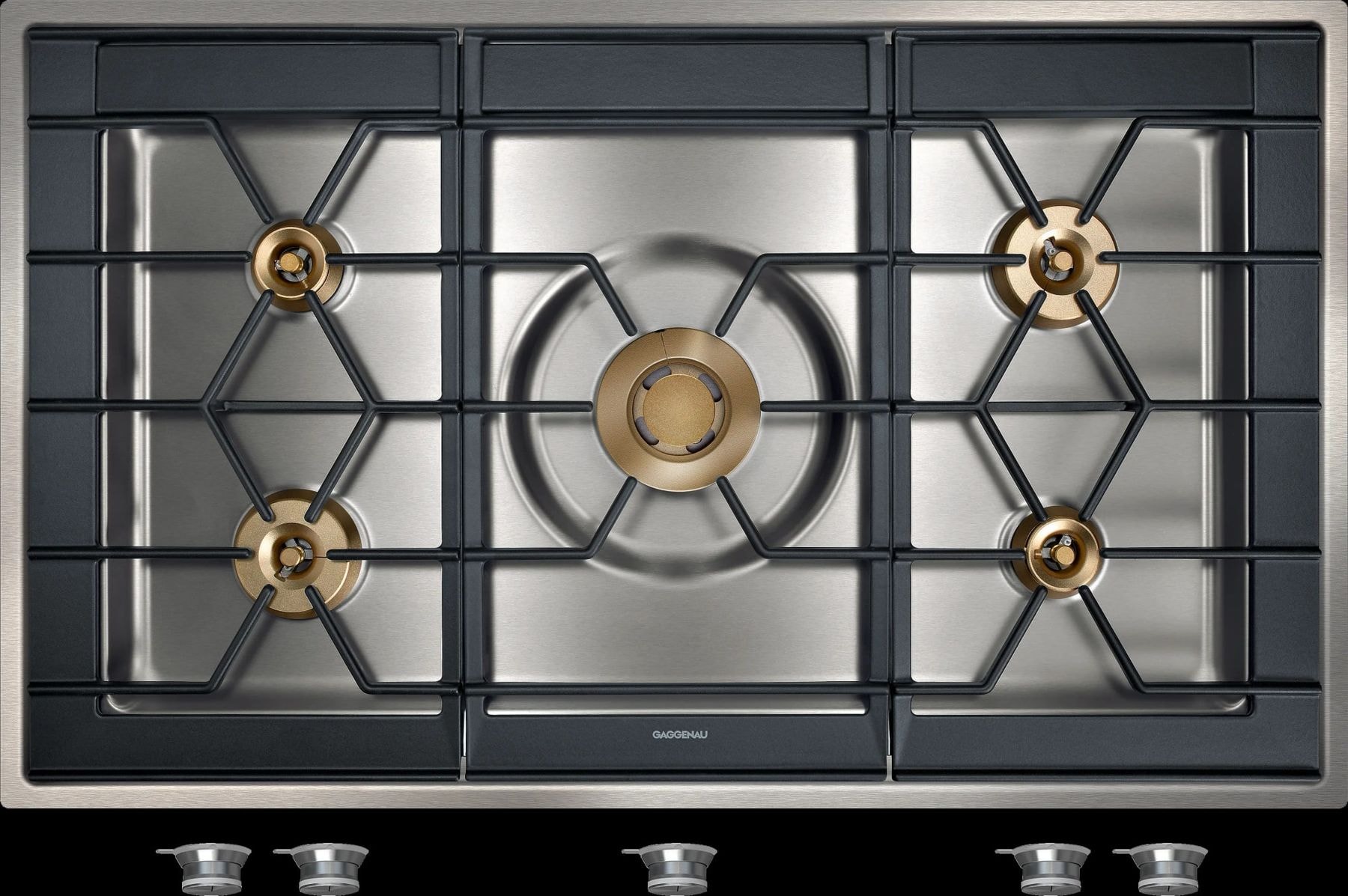 Gaggenau Vario 400 series gas cooktop with solid brass burners