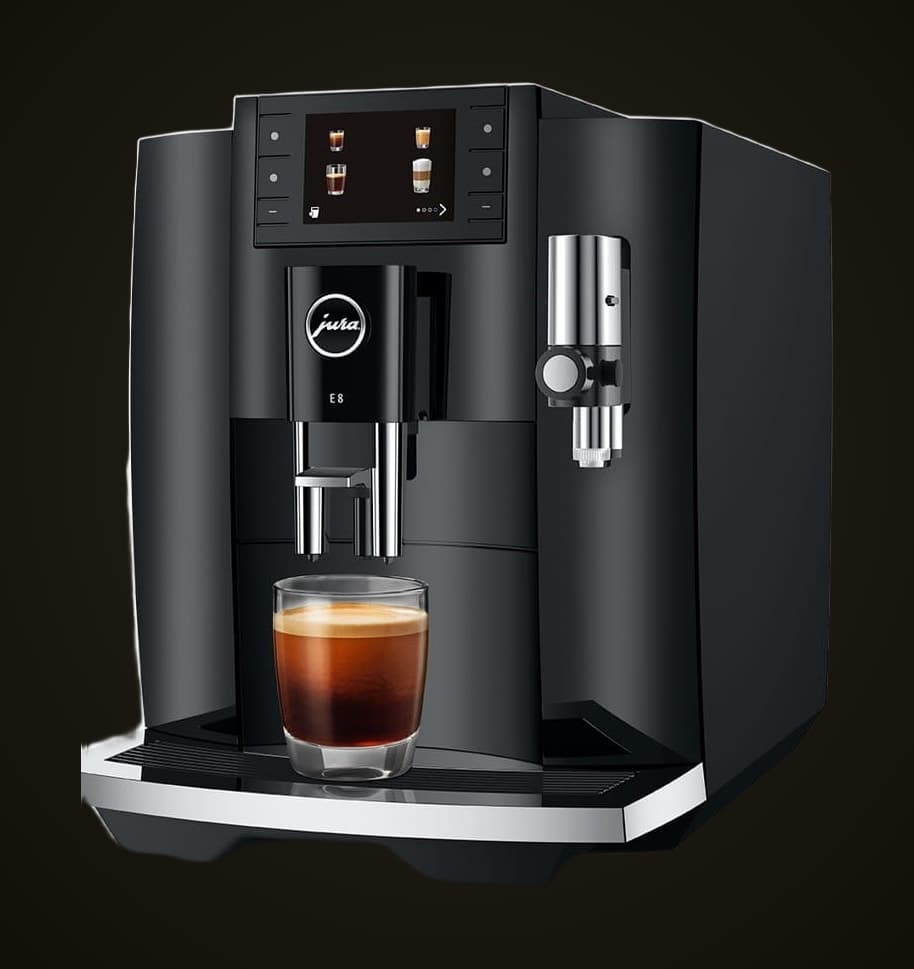 JURA E8 automatic coffee machine in piano black