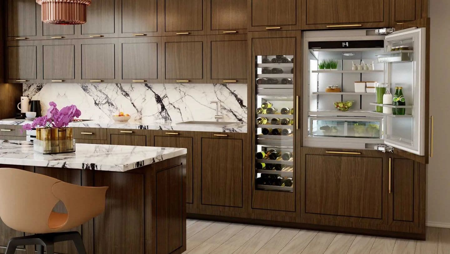 Liebherr Monolith columns integrated into a transitional kitchen