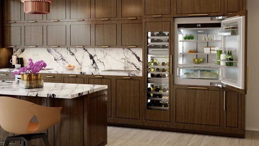 Liebherr Monolith columns integrated into a transitional kitchen